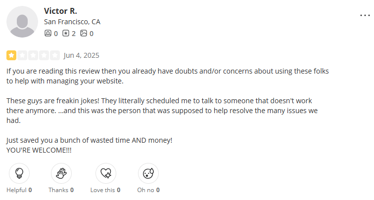 Yelp Review - Victor R. from San Francisco, CA: Scheduled meeting with someone who doesn't work there anymore